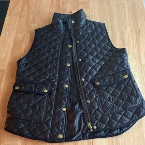 J. Crew Dark Blue Quilted Vest with Metallic Accents